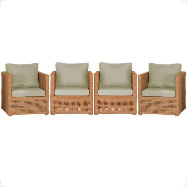 Imagem de 4 Poltronas Madri Alumínio Corda Náutica Estofado 7 Trama Terra Cota