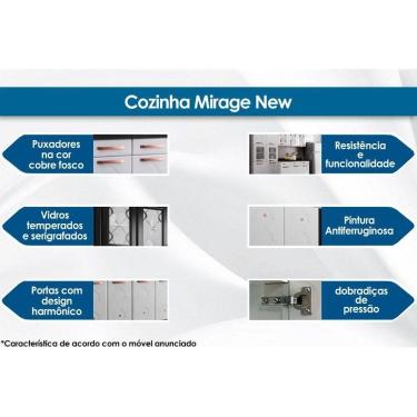 Imagem de Balcão De Cozinha Mirage New Aço 3 Portas E 3 Gavetas C-tampo 120cm Branco-preto - Telasul