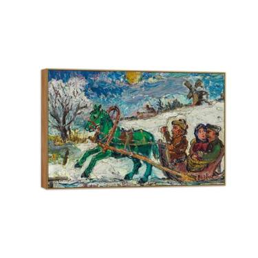 Imagem de David Burliuk Famosas impressões em tela de arte de parede prontas para pendurar. Casal equitação. Pintura de moldura de madeira para decoração de sala de estar 50 x 75 cm 20 x 30 pol