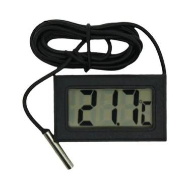 Imagem de Mini termômetro digital LCD com sonda à prova d'água para freezer gela