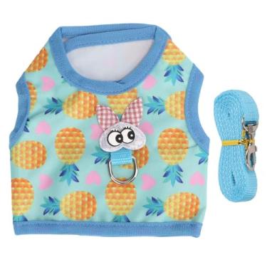 Imagem de Peitoral de coelho de nylon macio com coleira ajustável para coelho, gatinho, furão, porquinho-da-índia, tamanho G