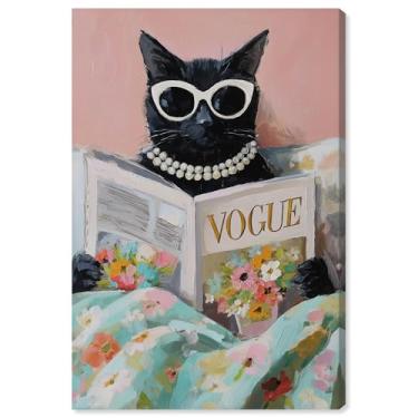 Imagem de Spring Magazine Feline II Impressão em tela Pet Wall Decor por Art Remedy, Gallery Wrapped, 50 x 76 cm