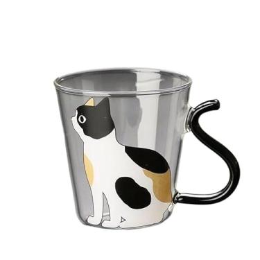 Imagem de copo de vidro gato resistente ao calor resistente ao frio alto borosilicato caneca (Copa Gato Preto)