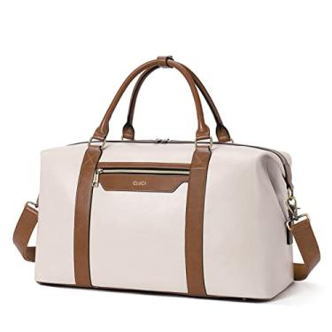 Imagem de CLUCI Bolsa feminina de viagem de couro para viagem, 2 bege com marrom