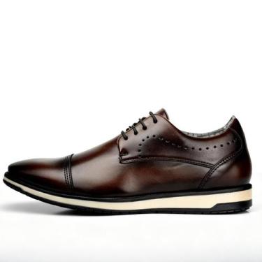 Imagem de Sapato Social Masculino Derby Moderno Couro Oxford Confortável - Ferra