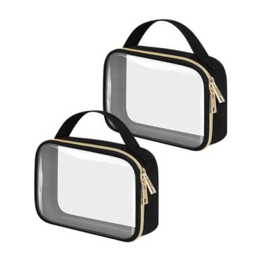 Imagem de GSHLLO 2 peças de sacos de maquiagem transparentes com zíper duplo, sacos de plástico para lavagem de cosméticos, bolsa de higiene à prova d'água, bolsa de transporte de maquiagem, bolsas de viagem