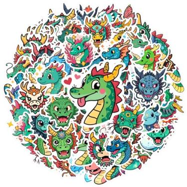 Imagem de 70 peças decalques de grafite de dragão adesivos engraçados serpentina mítica brincalhão, respiração de fogo, alegre, adesivos DIY para notebook, bagagem, celular, copo, guitarra, faça você mesmo
