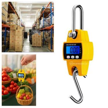 Imagem de Balança Portátil Digital 300kg LCD Iluminado, Gancho de Aço e Carcaça 