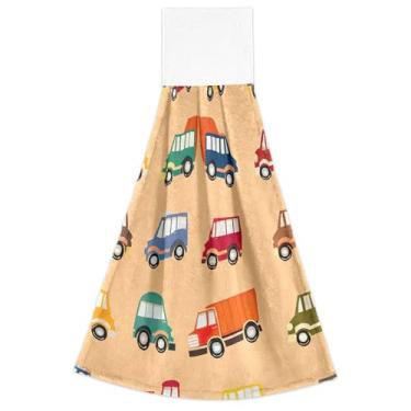 Imagem de Joitme Toalhas de mão coloridas de desenhos animados carros caminhões mel laranja outono com laço pendurado forno toalhas de gravata altamente absorvente bonito cozinha banheiro decoração conjunto de