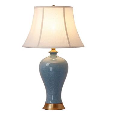 Imagem de Abajur de mesa com efeito gelo rachado, abajur de mesa de cerâmica, abajur de cabeceira tradicional chinês, abajur de porcelana grande de Jingdezhen para sala de estar, abajur de cabeceira.