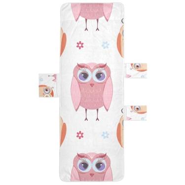 Imagem de Animais fofos rosa pastel coruja chaise lounge cadeira toalha toalhas de cadeira de praia com bolsos espreguiçadeira litoral 85 x 76 centímetros