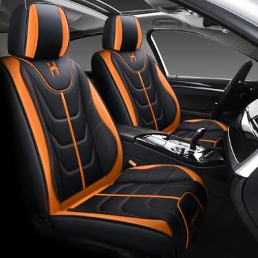 Imagem de HGVKDO LK Conjunto completo de capas de assento de carro para assentos dianteiros e traseiros, protetores de assento de carro de couro PU de luxo à prova d'água para a maioria dos SUV Sedan