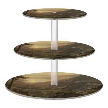 Imagem de View Donner Lake Albert Bierstadt Print Suporte de cupcake de 3 camadas para festa, copo de acrílico, torre de bolo, mesa, suporte de sobremesa, decoração de festa de chá, formatura, personalizado