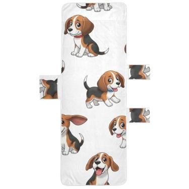 Imagem de Lindos desenhos animados beagle cães branco espreguiçadeira toalha toalha de praia piscina cadeira toalha com bolsos bonito espreguiçadeira perseguição 85 x 76 centímetros