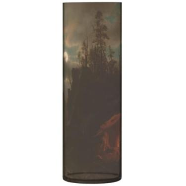 Imagem de Vasos de flores cilíndricos para centros de mesa, pintura de Albert Bierstadt, vasos e plantadores de plástico, decoração floral personalizada de outono para quarto, 30 cm x 9,9 cm