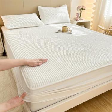 Imagem de Capa de colchão, lençóis de cama com elástico, capa protetora de colchão macio, sem rugas, não desbota, respirável, totalmente elástico, para quartos principais e de hóspedes - Tipo 07||150 x 200 cm