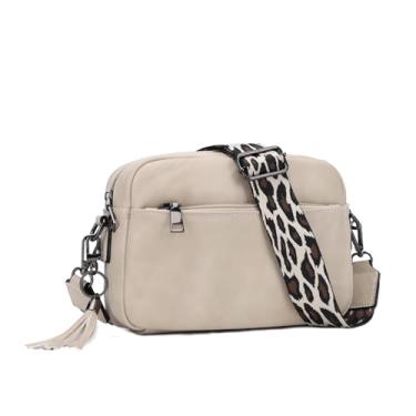 Imagem de KL928 Bolsa transversal pequena para mulheres, bolsa de couro sintético macio para celular, alça ajustável, bolsa carteira, Damasco