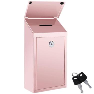 Imagem de Caixa de doação de metal Sel Natural 26x14x8 cm Rosa impermeável