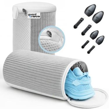 Imagem de GUARD&MARINE Sacos de lavanderia de sapatos para máquina de lavar, 2 peças de saco de lavagem de sapatos reutilizáveis para lavadora e secadora, fibras fofas, limpeza envolvente de 360°, árvores de