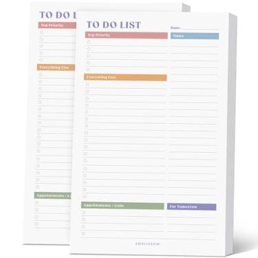 Imagem de Agenda de lista de tarefas – 70 folhas destacáveis sem data, bloco de notas 14 x 21,6 cm com prioridades, tarefas, compromissos, organizador diário para escola, casa e escritório (branco, colorido