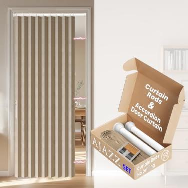 Imagem de AJAZZ Cortinas blackout para portas com 192 cm de comprimento (1 pacote, marrom, 137 x 188 cm) para portas e armários, divisórias temporárias com isolamento térmico