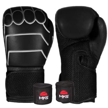 Imagem de Kit Luva Muay Thai Boxe Infantil Hero Preto 8oz + Bandagem - MKS Combat