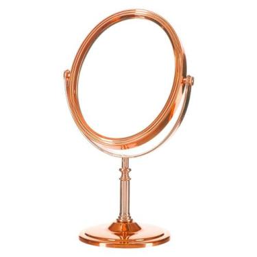 Imagem de Espelho De Mesa Oval Dupla Face Rose Maquiagem Skin Care Banheiro Lava
