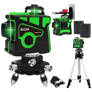 Imagem de Nível Laser Hilda 12 Linhas Verde 2 Baterias 3d 360 Auto Nivelamento T