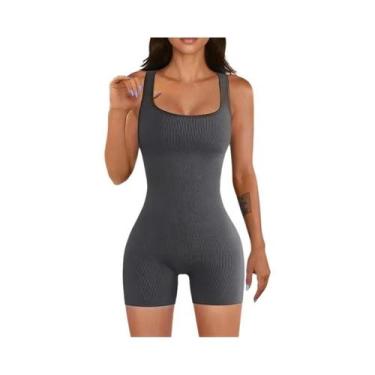Imagem de Macacão feminino fitness shorts yoga leggings macacão para treino e ex