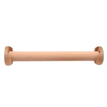 Imagem de 1 mastro de armário de madeira com suportes de extremidade, haste redonda de armário para pendurar roupas, mastro de armário premium, barra transversal, varões de pendurar de madeira natural (D3 cm