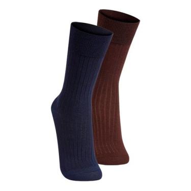 Imagem de Kit com 2 Pares de Meias Social Lupo 1795-004 Colorido, Azul marinho