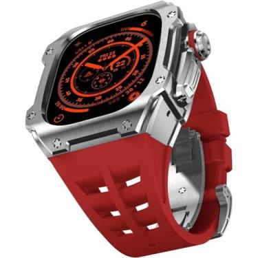 Imagem de ANZOAT Pulseira de relógio de borracha resistente de aço inoxidável de 49 mm, acessórios de substituição para Apple Watch Ultra 2 Series (N, para Ultra2)