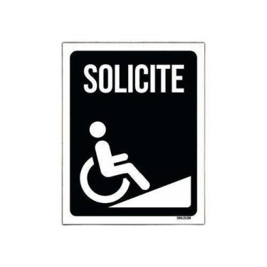 Imagem de Kit 5 Placa Sinalização - Solicite Cadeira De Rodas - Sinalizo