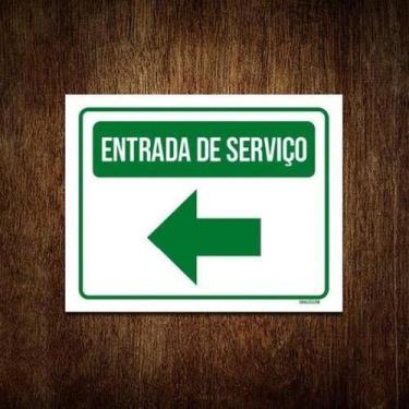 Imagem de Placa Sinalização Entrada Serviço Verde Seta Esquerda 27X35 - Sinalizo