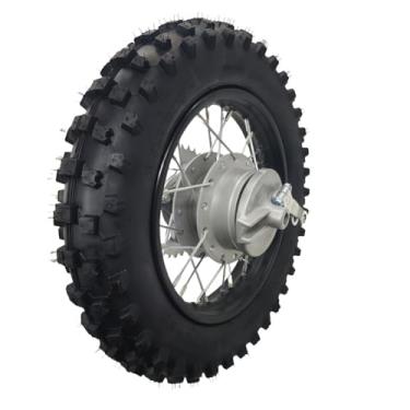 Imagem de CLEO Conjunto de pneu de aro traseiro 80/100-10 para bicicleta suja taotao TTR SSR CRF Apollo de 12 mm inclui freio a tambor e roda dentada 420-37T