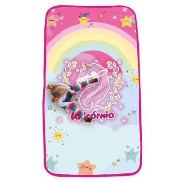 Imagem de Tapete Infantil Rosa Unicórnio 130 x 86cm Fabricando Ideias Saldão - F