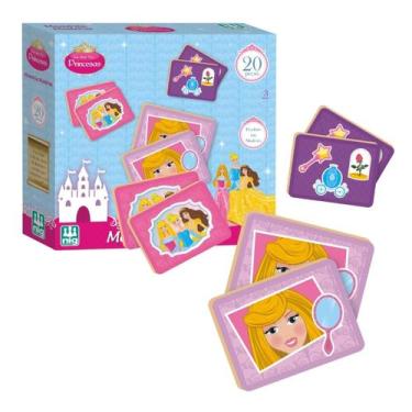 Imagem de Brinquedo Infantil Jogo Da Memoria Das Princesas Em Madeira - NIG Brin