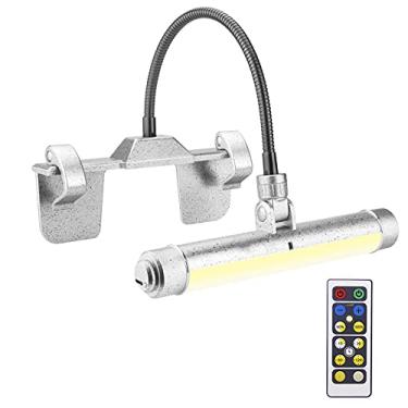 Imagem de HONGUT Luz de imagem recarregável, luz de alvo com controle remoto, luzes de pintura sem fio com temporizador, 3 modos de iluminação 28 LEDs que giram a cabeça, pescoço flexível de 360°, luzes de arte com clipe para exibição, moldura - prata