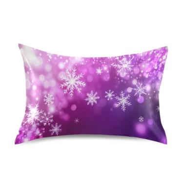 Imagem de Blueangle Fronha de cetim de floco de neve de inverno para cabelo e pele, fronha de seda, tamanho Queen (51 x 76 cm) - Capas de almofada de cetim com fecho de envelope (252)