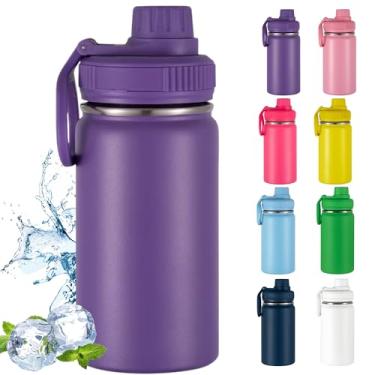 Imagem de Garrafa Térmica Infantil - 350ml, Aço Inox 304 Parede Dupla de Isolamento 24horas Gelado, Tampa Rosca De Segurança, Anti Vazamento, BPA Free (Roxo)