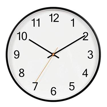 Imagem de AkosOL Relógio de parede de madeira, relógio de sala de estar, relógio silencioso, relógio de parede redondo retrô interno/externo à prova d'água com termômetro decoração de casa, B, preto