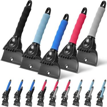 Imagem de Uiifan Raspador de gelo multicolorido de 18 peças para carros e caminhões pequenos, pá de gelo de 10 polegadas, pá de gelo, quebra-vento, neve, gelo, disjuntores, ferramenta de remoção de janela