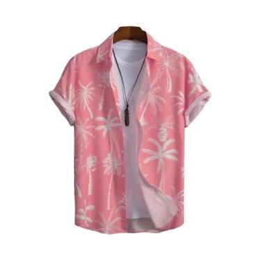 Imagem de Camisa Havaiana Masculina plus Size Com Estampa Digital 3D, Manga Curt
