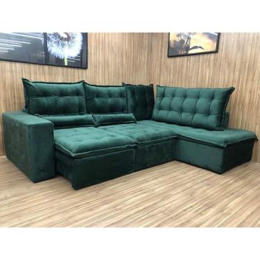 Imagem de Sofá Canto Retrátil Reclinável Verde Musgo 505 Barcelona