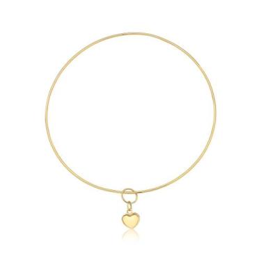 Imagem de Argola Pulseira feminina fio pingente coração gordo Ouro 18k - MAEHLER