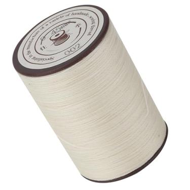 Imagem de Cryfokt Cabo de Cera para Costura de Couro, Fio Durável para Artesanato, tricô, para Sapatos de Couro, Botas, Bolsas, Rolo de 160m Preto (002 arroz branco)