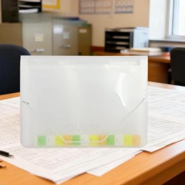 Imagem de Pasta sanfonada A4 com 12 divisórias, design expansível para documentos, organização diária, arquivo portátil para escritório, estudo e uso doméstico (Branco)