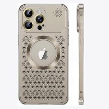 Imagem de HUHUCASE Adequada para capa de telefone iPhone, capa de aromaterapia, lente de malha de metal, etiqueta magnética de orvalho capa protetora com fivela de mola (cinza, iPhone 16 Pro Max)