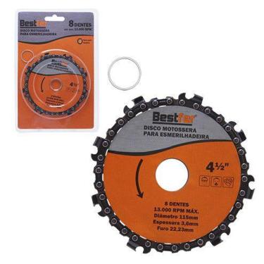 Imagem de Disco Motossera para Esmerilhadeira 8t 115x3,6x22,23mm 4 1/2pol - Best