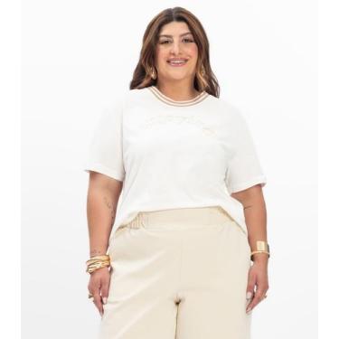 Imagem de Blusa Manga Curta Feminina Plus Size Secret Glam Bege, Plus G2, Bege